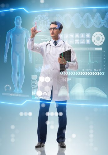 Doctor,In,Futuristic,Medical,Concept,Pressing,Button